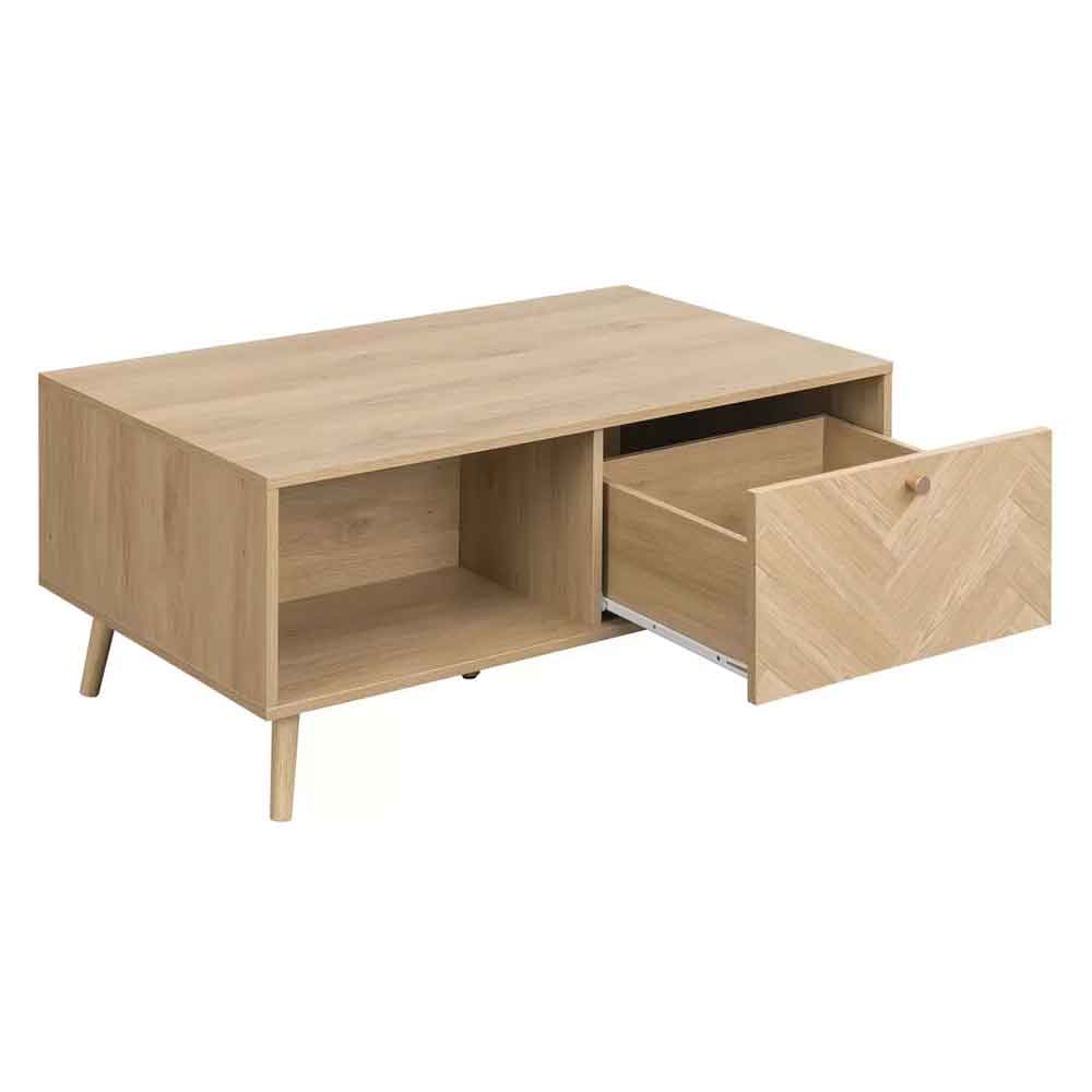Helena Wooden Coffee Table with 1 Drawer in Oak