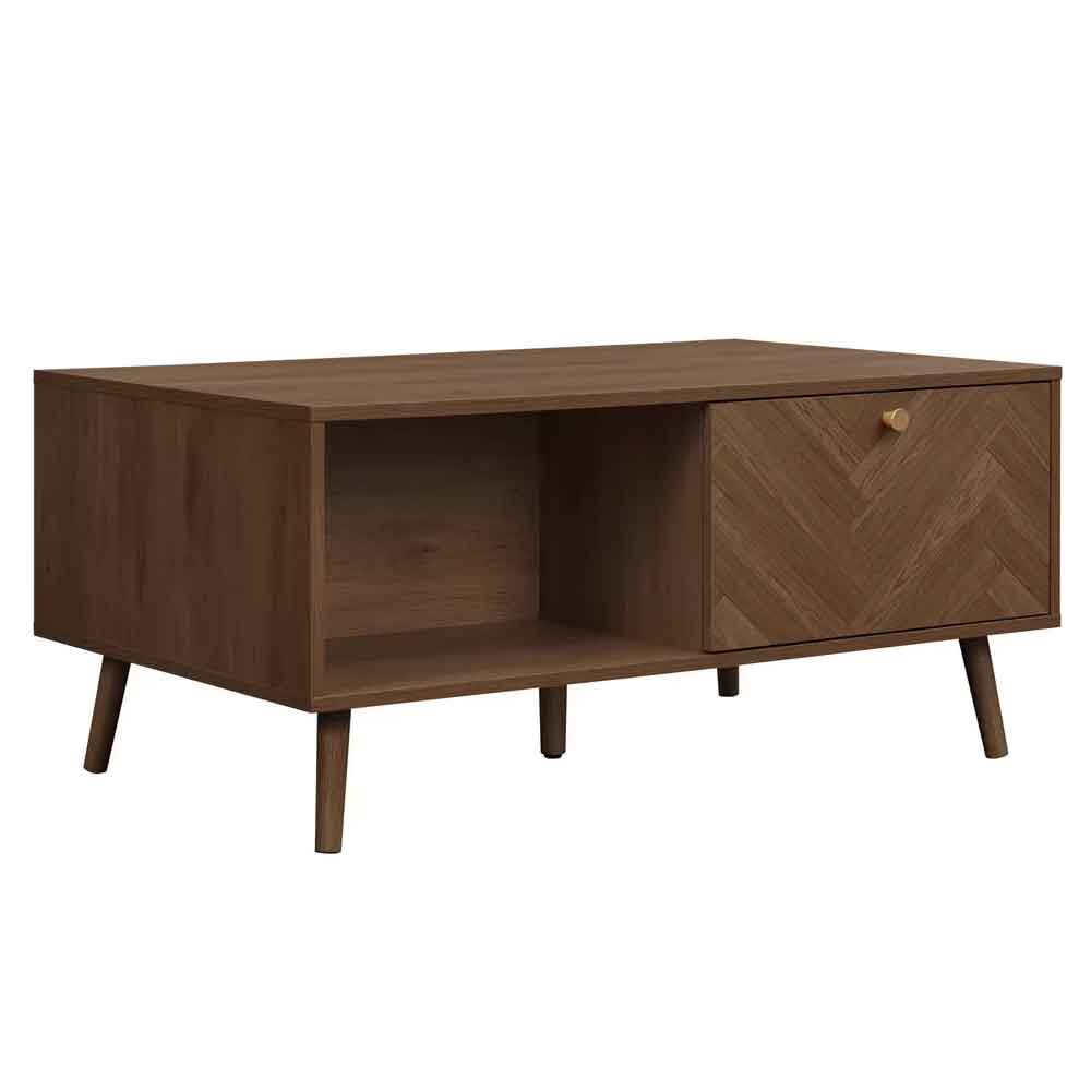 Helena Wooden Coffee Table with 1 Drawer in Walnut