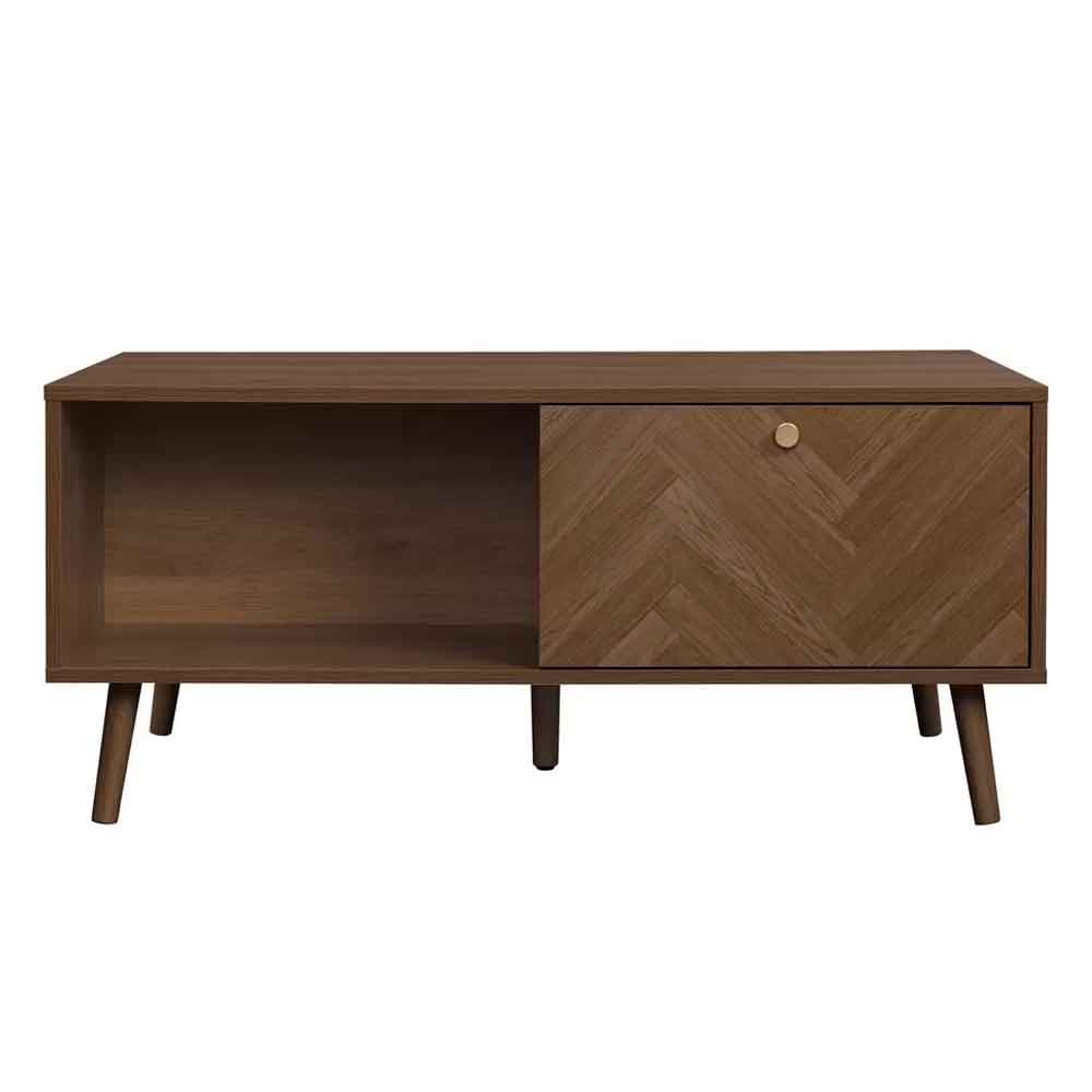 Helena Wooden Coffee Table with 1 Drawer in Walnut