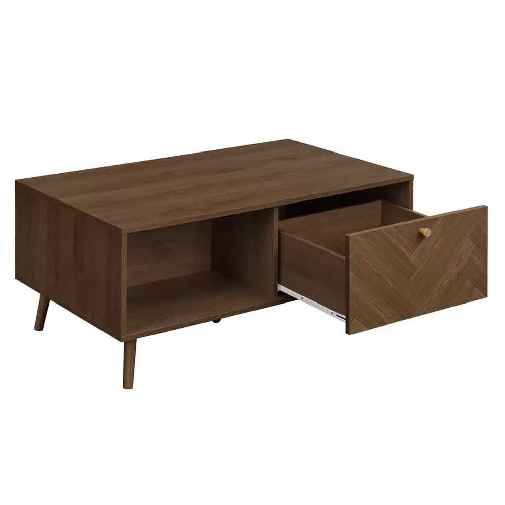 Helena Wooden Coffee Table with 1 Drawer in Walnut