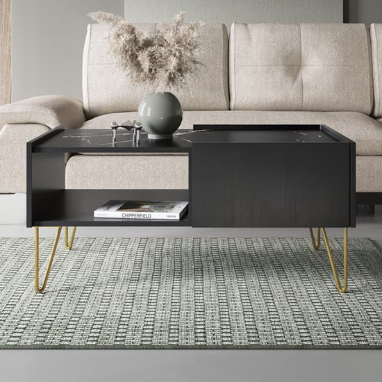 Read more about Helena wooden coffee table with 2 drawers in black