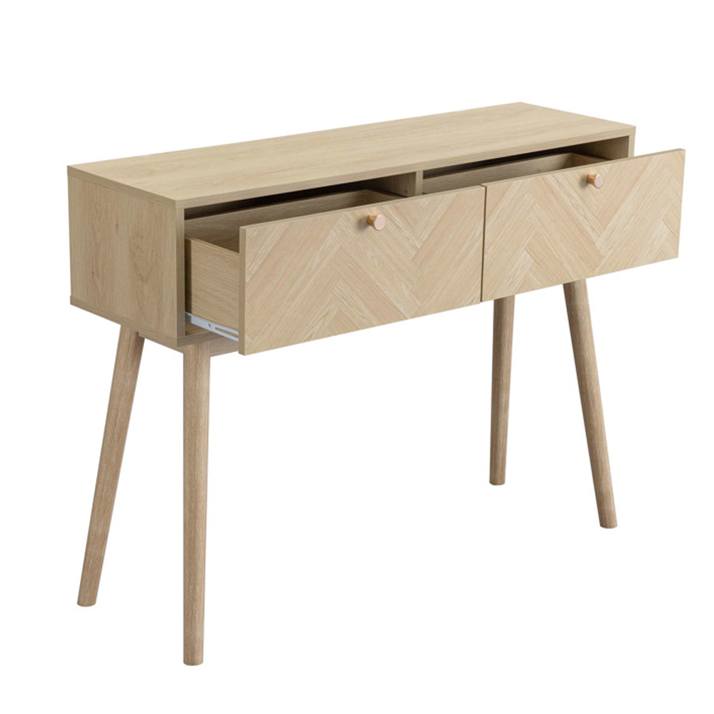Helena Wooden Console Table with 2 Drawers in Oak