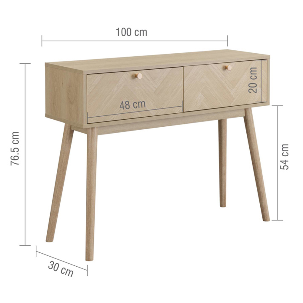 Helena Wooden Console Table with 2 Drawers in Oak