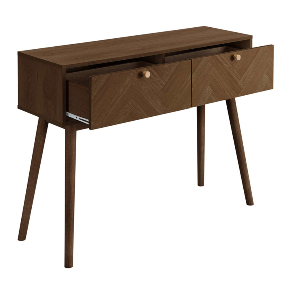 Helena Wooden Console Table with 2 Drawers in Walnut