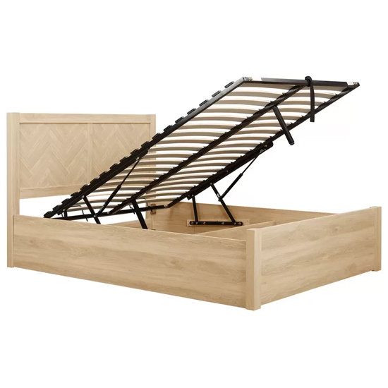 Helena Ottoman Wooden Double Bed In Oak