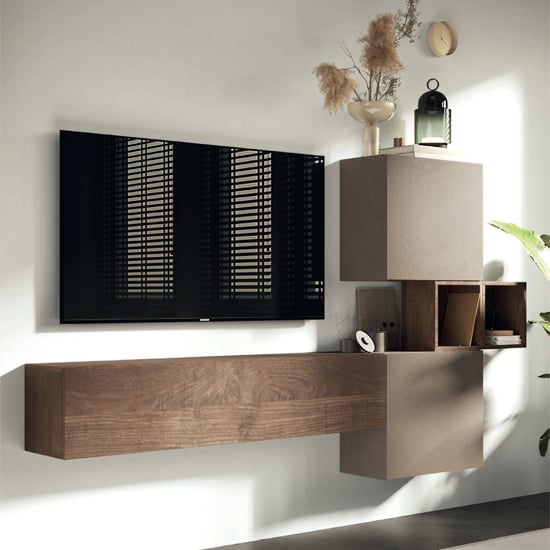 Product photograph of Helena Wooden Entertainment Unit In Bronze And Mercury Oak from Furniture in Fashion