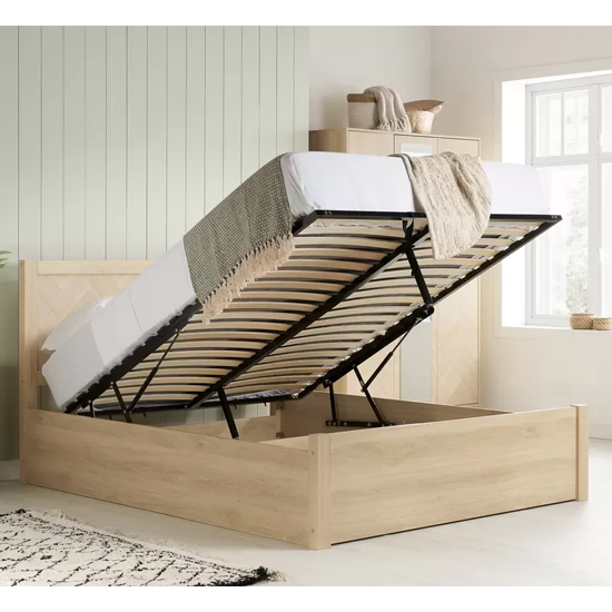 Helena Ottoman Wooden King Size Bed In Oak