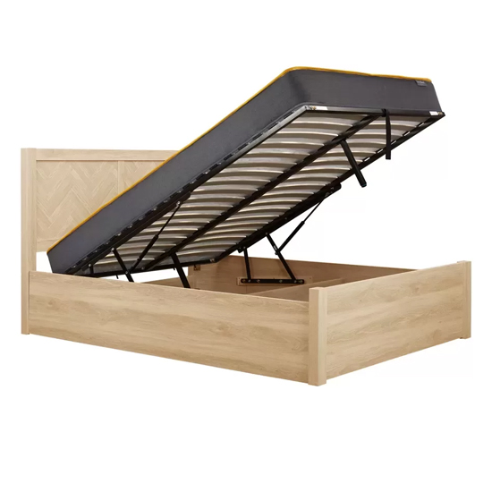 Helena Ottoman Wooden King Size Bed In Oak