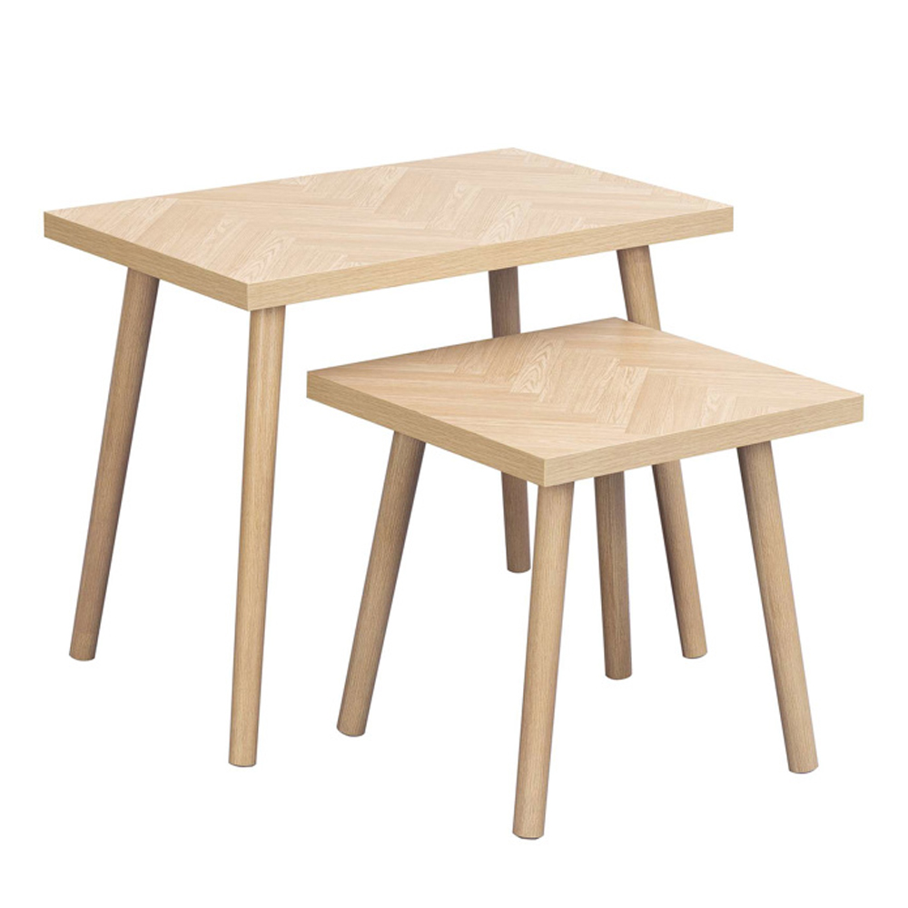Helena Wooden Nest of 2 Tables in Oak