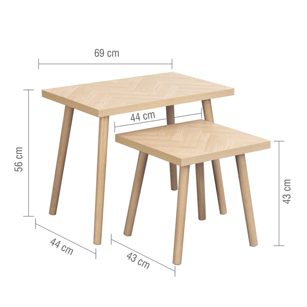 Helena Wooden Nest of 2 Tables in Oak
