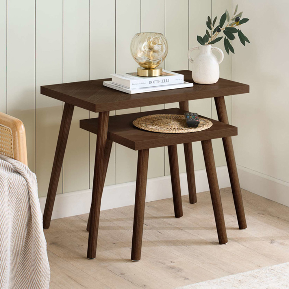 Helena Wooden Nest of 2 Tables in Walnut