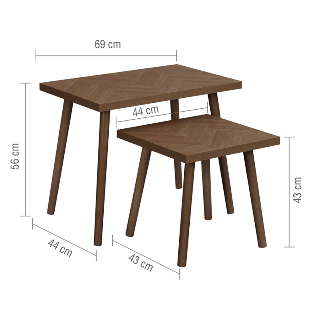 Helena Wooden Nest of 2 Tables in Walnut