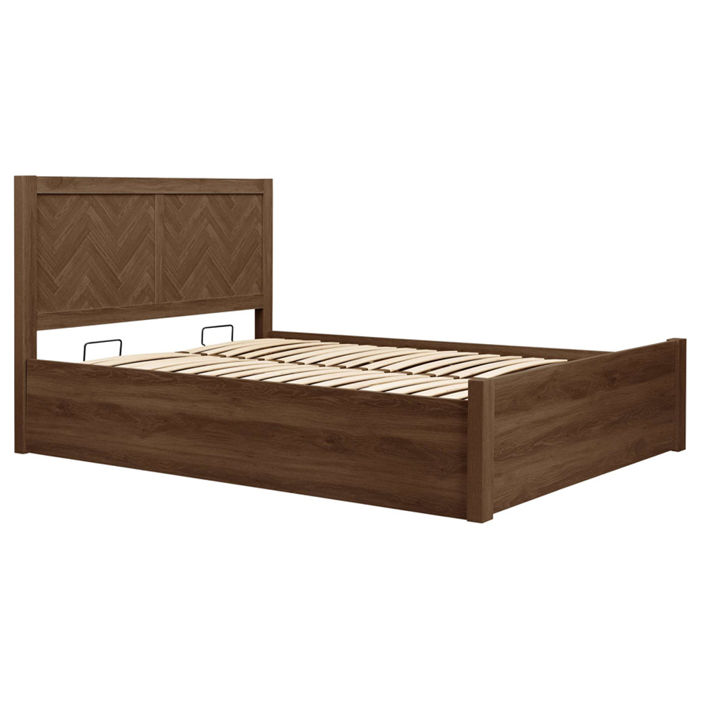 Helena Wooden Ottoman Storage King Size Bed in Walnut