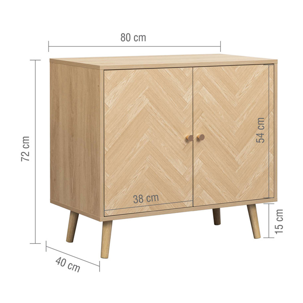 Helena Wooden Storage Cabinet with 2 Doors in Oak