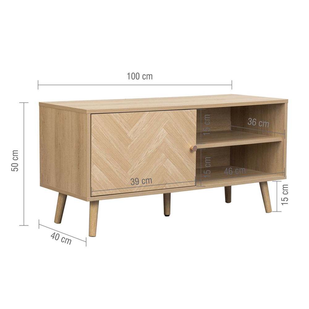 Helena Wooden TV Stand with 1 Door in Oak