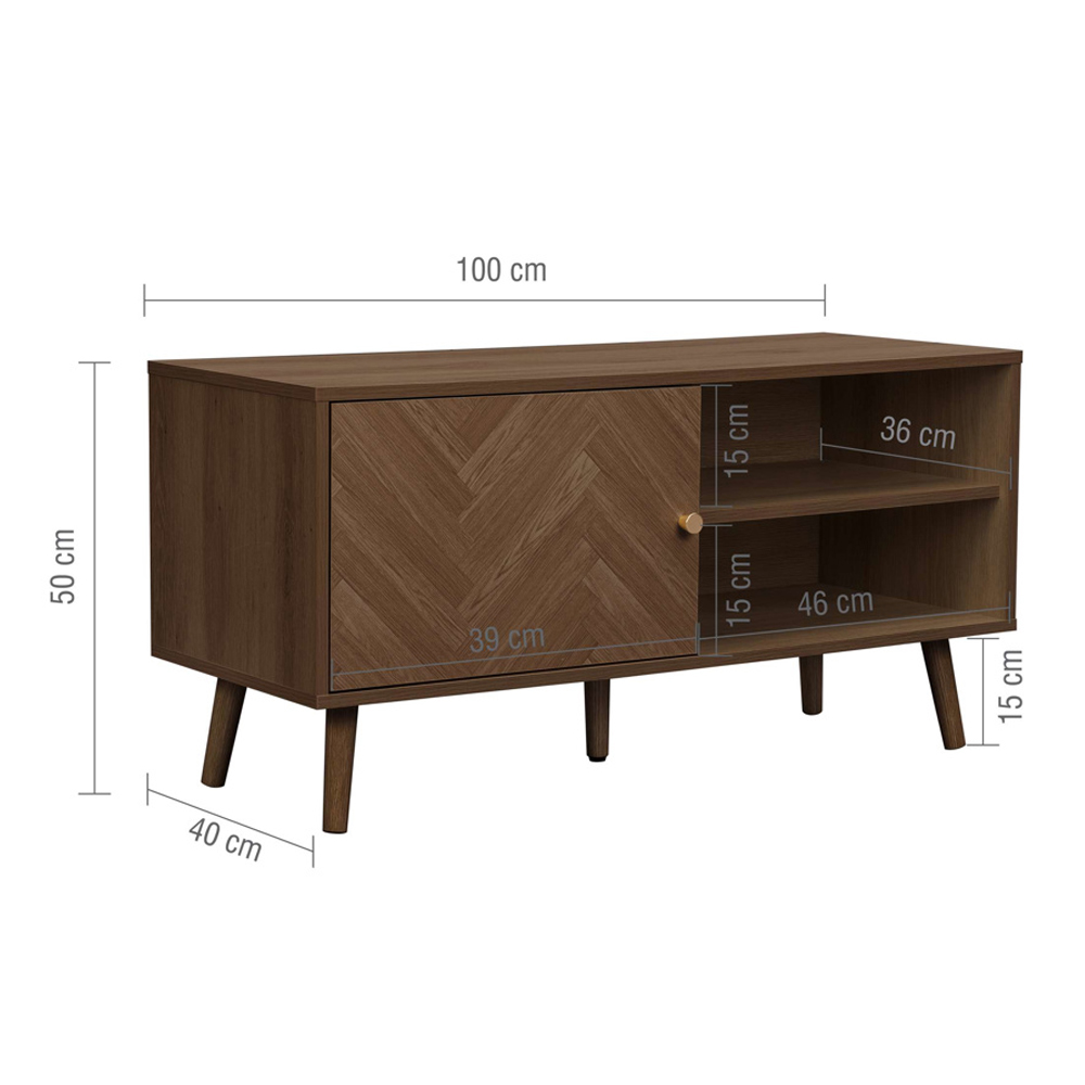 Helena Wooden TV Stand with 1 Door in Walnut