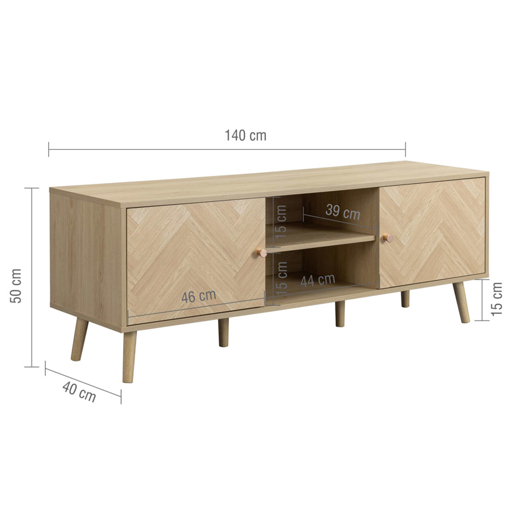 Helena Wooden TV Stand with 2 Doors in Oak
