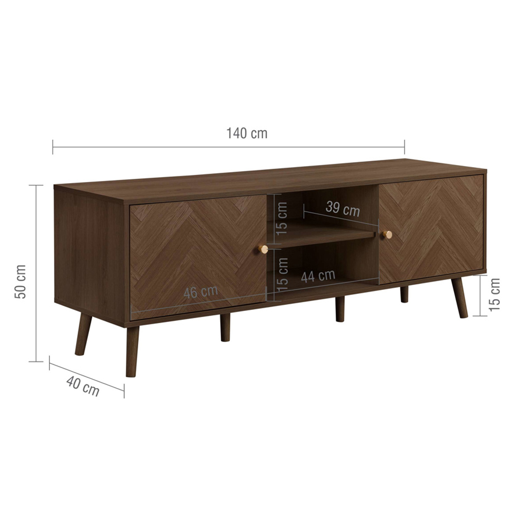 Helena Wooden TV Stand with 2 Doors in Walnut