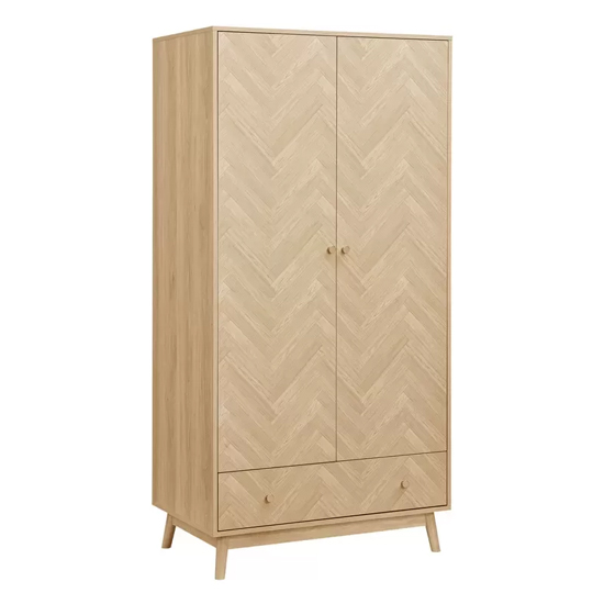 Helena Wooden Wardrobe With 2 Doors 1 Drawer In Oak