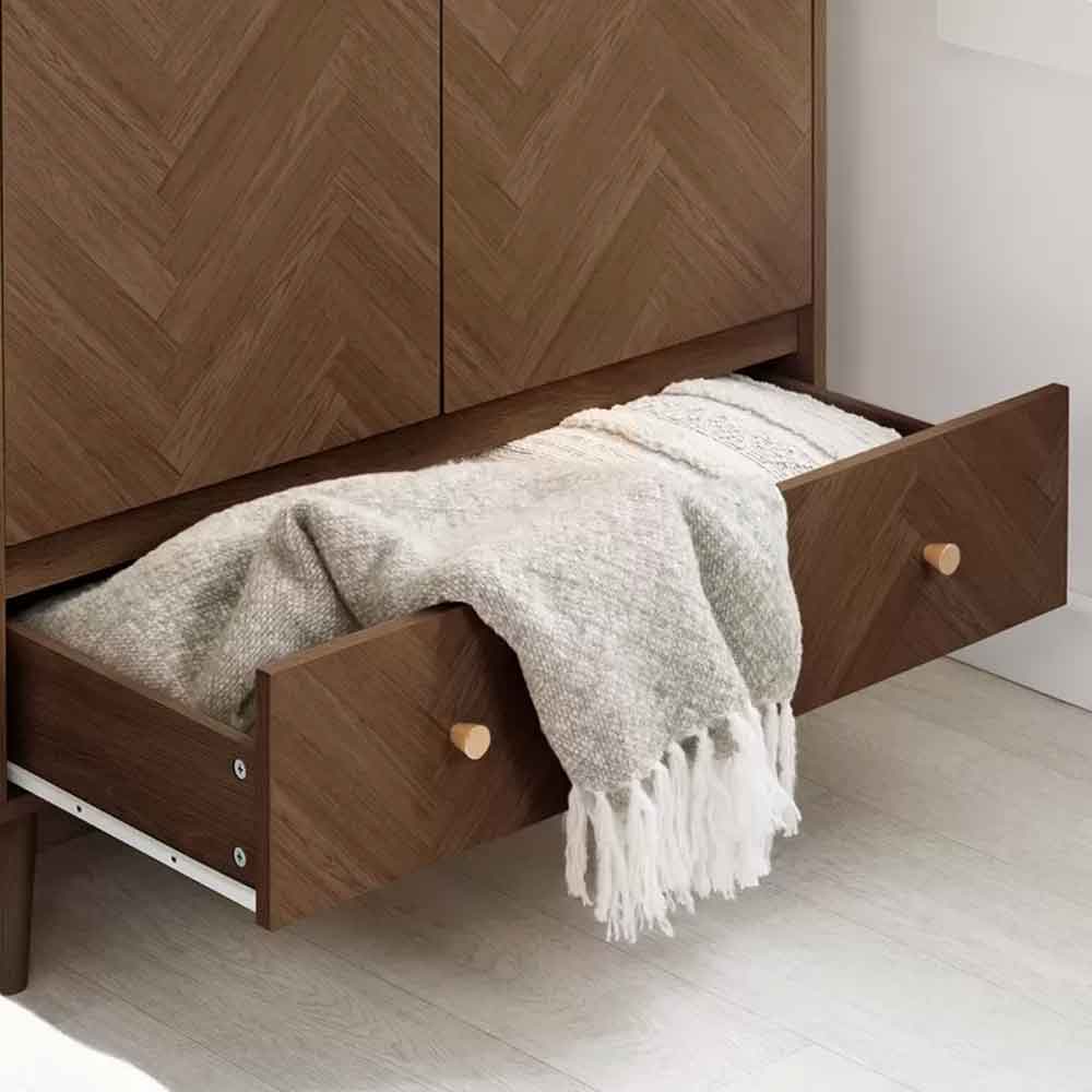 Helena Wooden Wardrobe With 2 Doors 1 Drawer in Walnut