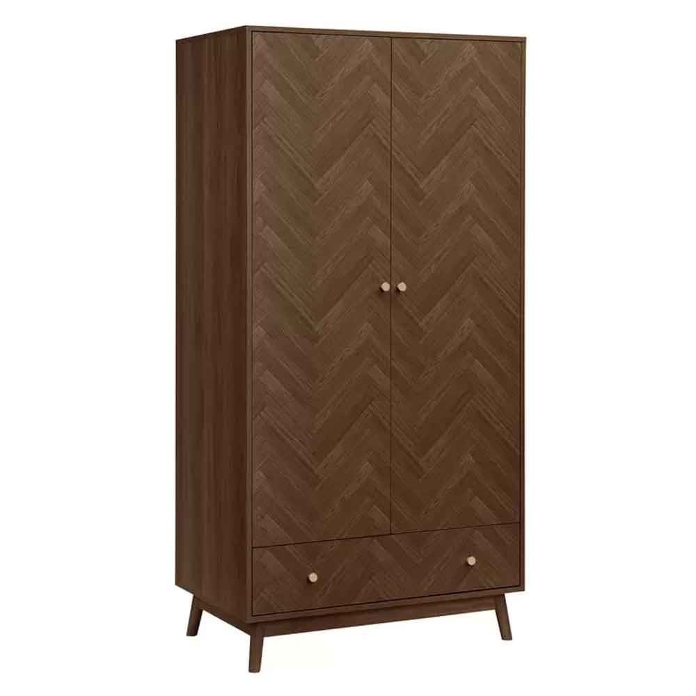 Helena Wooden Wardrobe With 2 Doors 1 Drawer in Walnut