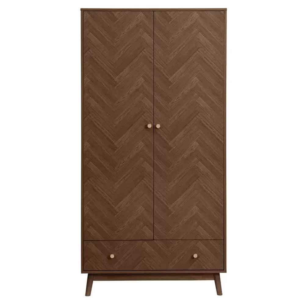 Helena Wooden Wardrobe With 2 Doors 1 Drawer in Walnut