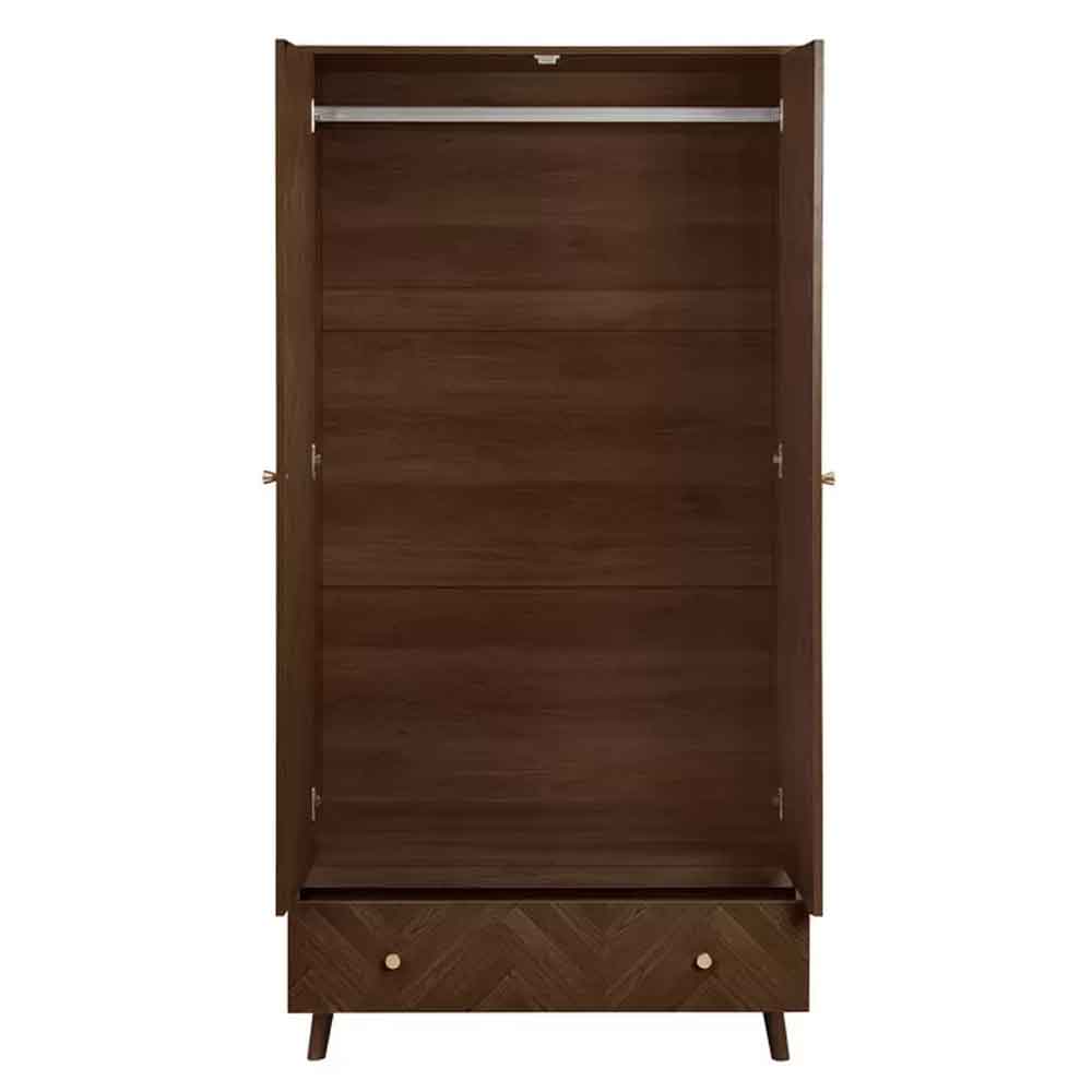 Helena Wooden Wardrobe With 2 Doors 1 Drawer in Walnut