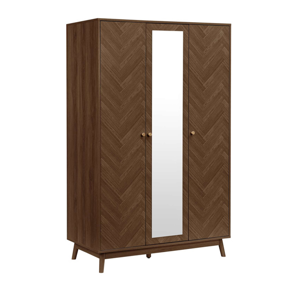 Helena Wooden Wardrobe with 3 Doors in Walnut