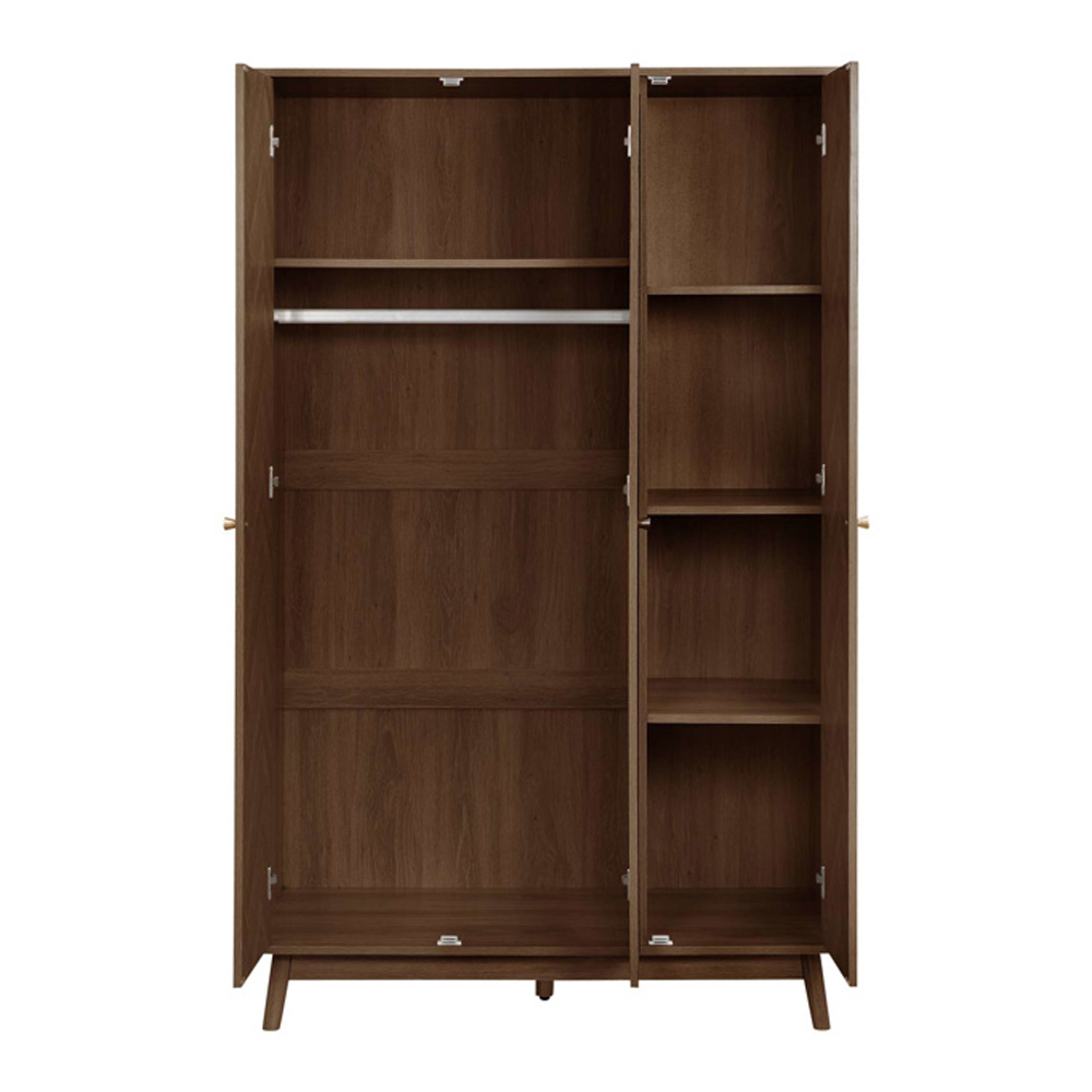 Helena Wooden Wardrobe with 3 Doors in Walnut