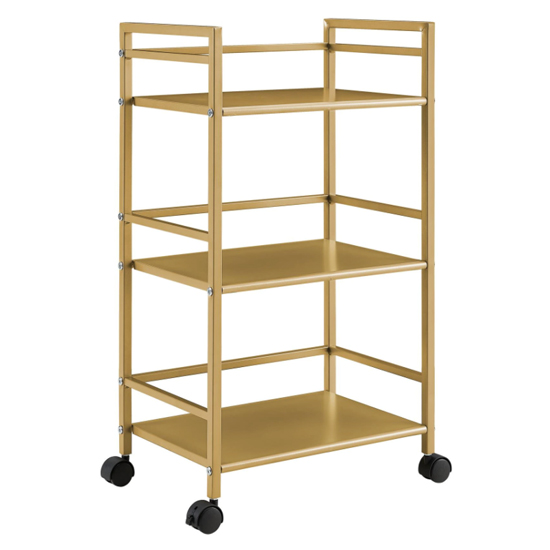 Hinxton Metal Rolling Drinks Trolley With 3 Shelves In Gold_2