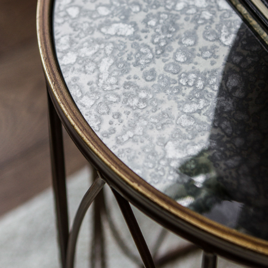 Hellidon Round Antique Glass Side Table In Bronze_3