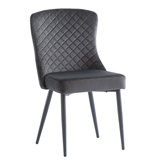 Helmi Graphite Velvet Dining Chairs With Black Legs In Pair_2