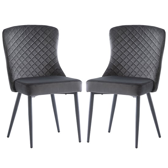 Helmi Graphite Velvet Dining Chairs With Black Legs In Pair_1