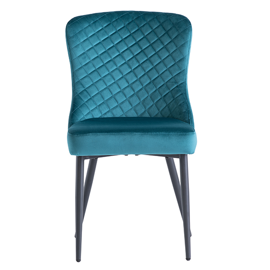 Helmi Peacock Velvet Dining Chairs With Black Legs In Pair_3