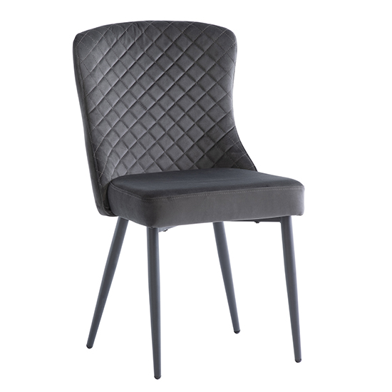 Photo of Helmi velvet dining chair in graphite with black legs