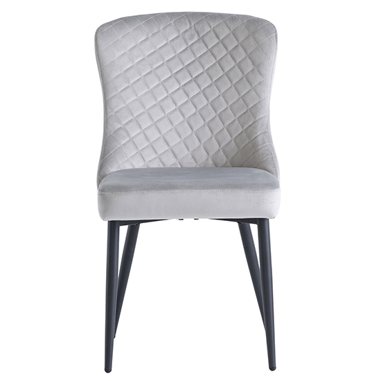 Helmi Velvet Dining Chair In Silver With Black Legs_2