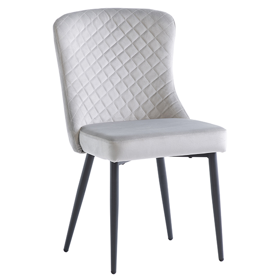 Read more about Helmi velvet dining chair in silver with black legs