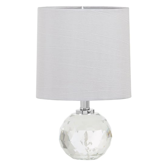 Helna Grey Fabric Shade Table Lamp With Crystal Base