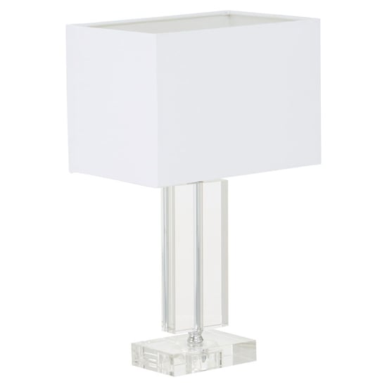 Photo of Helna white fabric shade table lamp with crystal base