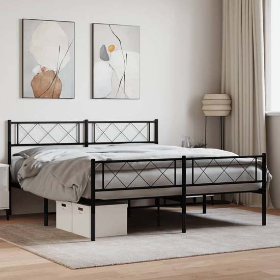 Product photograph of Helotes Metal Double Bed In Black from Furniture in Fashion