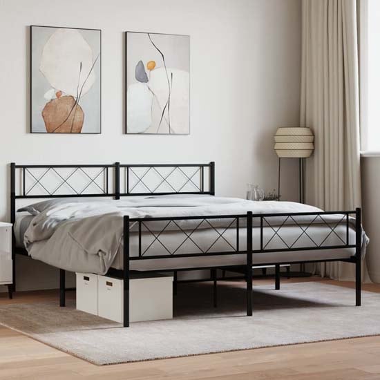 Read more about Helotes metal king size bed in black