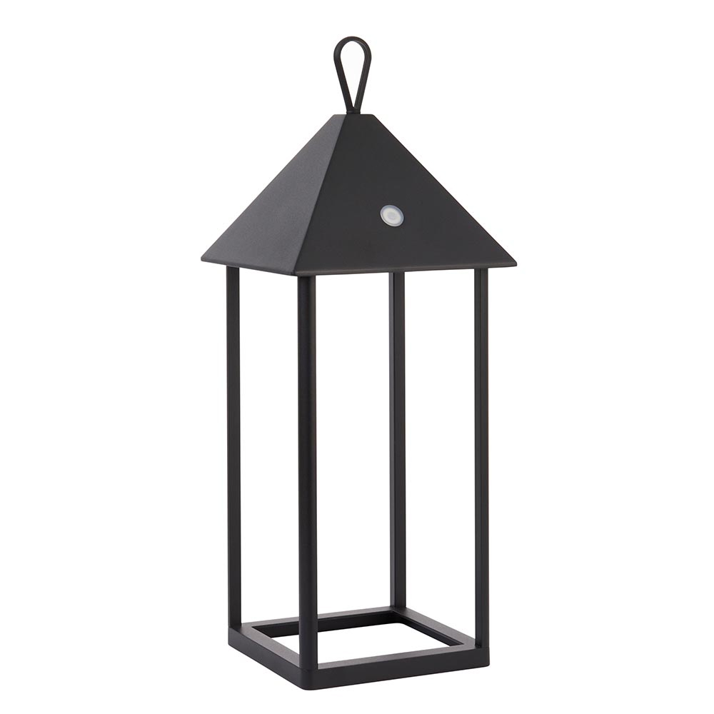 Helotes Metal Large Lantern Table Lamp In Matt Black