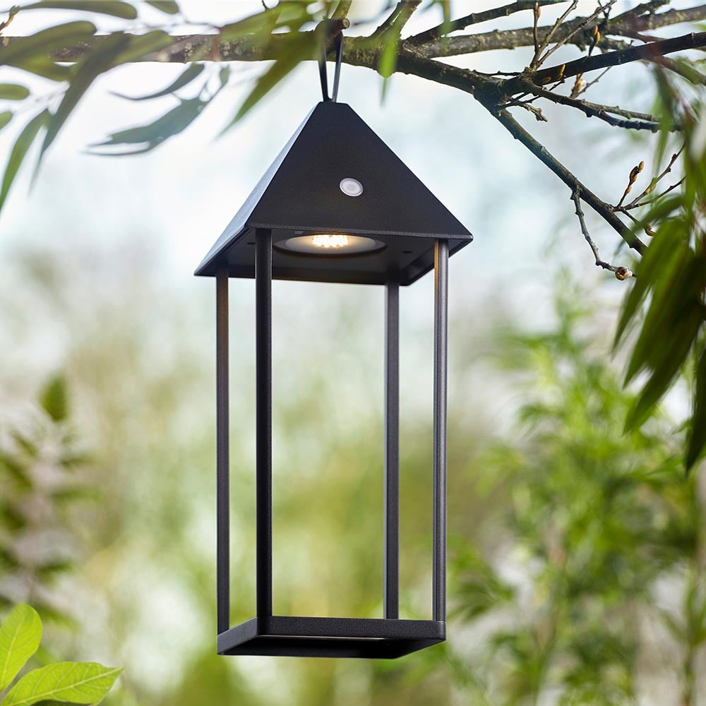 Read more about Helotes metal large lantern table lamp in matt black