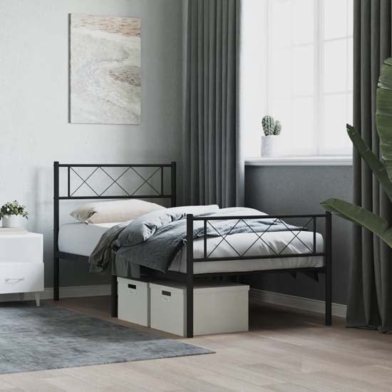 Product photograph of Helotes Metal Single Bed In Black from Furniture in Fashion