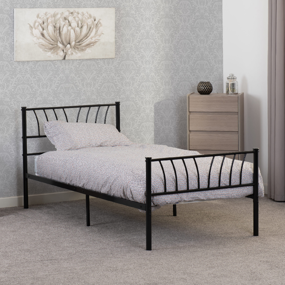 Product photograph of Helotes Metal Single Bed In Black from Furniture in Fashion