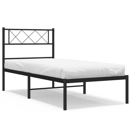 Helotes Metal Single Bed With Headboard In Black