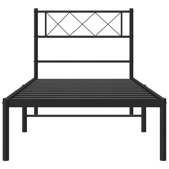 Helotes Metal Single Bed With Headboard In Black