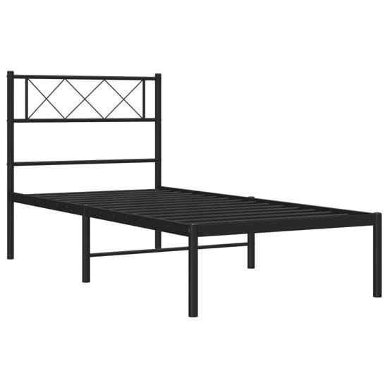 Helotes Metal Single Bed With Headboard In Black