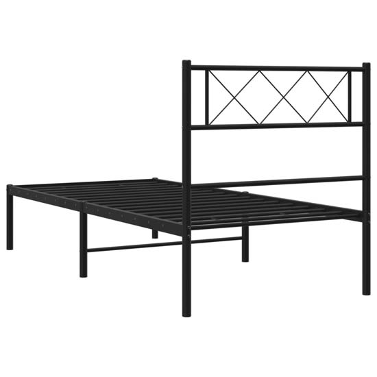 Helotes Metal Single Bed With Headboard In Black