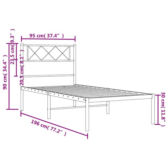 Helotes Metal Single Bed With Headboard In Black